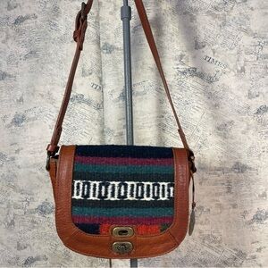 Will Leather Goods Southwestern Woven carpet-Canvas-Leather Bag